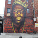 Overall view of a mural of Rapper The Notorious B.I.G. (aka Christopher Wallace) near his childhood home on January 29, 2020 in the New York City borough of Brooklyn, New York.